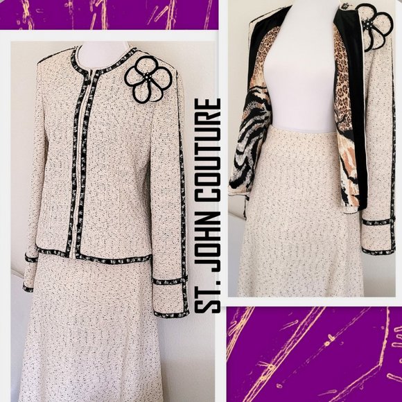 St. John COUTURE Skirt Suit Embellished - Picture 1 of 9